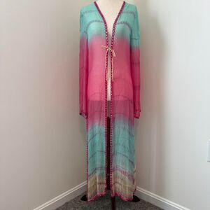 Victoria’s Secret Sheer Pink and Teal ombre Cover Up / Robe Size S/M